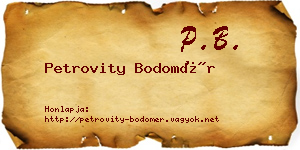 Petrovity Bodomér névjegykártya